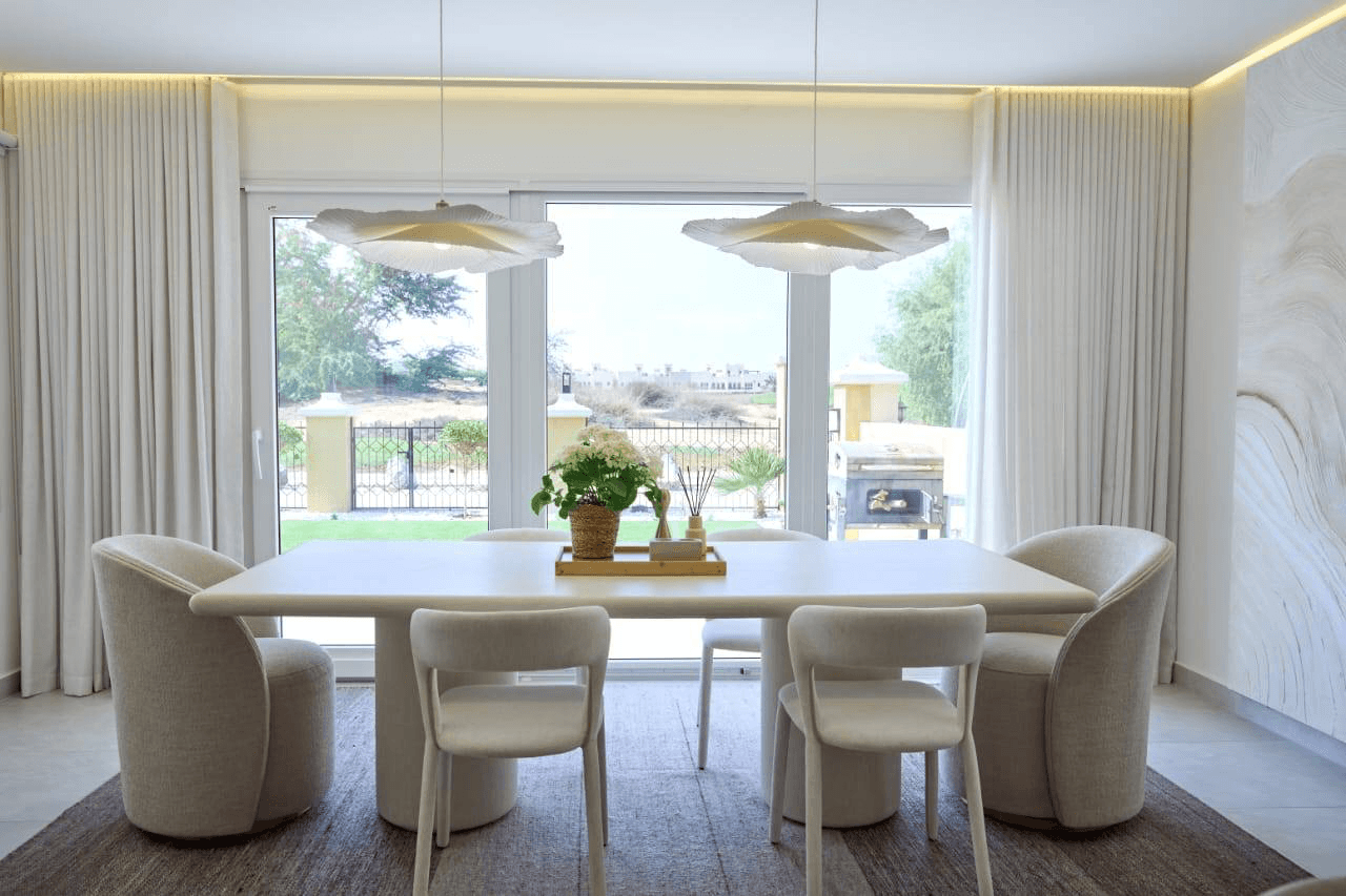 Dining room interior with pendant lighting - decorator Littlehampton